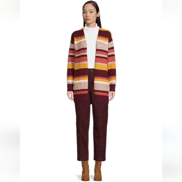 Multicolor Striped Cardigan Sweater Size 20 XXL Open Front Longline Fall Duster - Picture 1 of 13